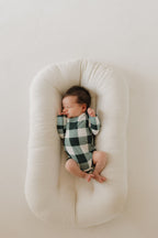 Long Sleeve Bamboo Snapsuit Romper | Evergreen Gingham