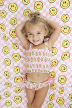 BLUSHIN' CHECKERS DREAM SMOCKED TANKINI TWO PIECE SWIM SUIT