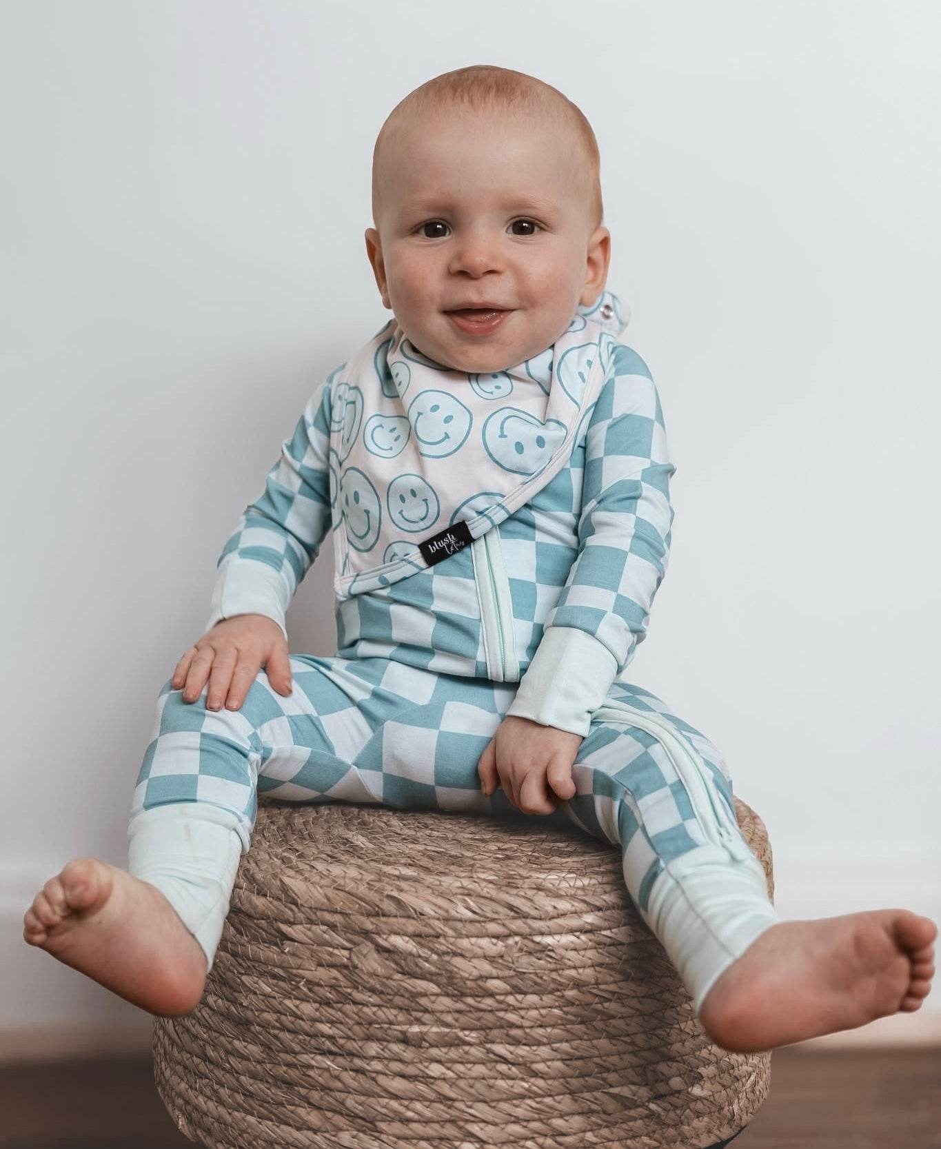 Honolulu Blue Checker - Zippy Zipper Romper