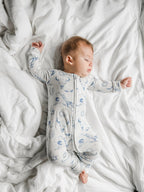 Cowboy Blues Ribbed Bamboo Zippy Pajamas Romper