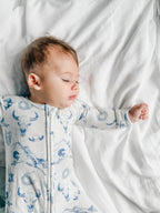 Cowboy Blues Ribbed Bamboo Zippy Pajamas Romper