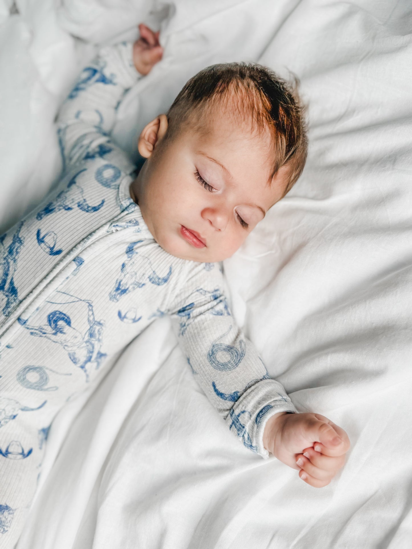Cowboy Blues Ribbed Bamboo Zippy Pajamas Romper