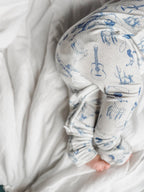 Cowboy Blues Ribbed Bamboo Zippy Pajamas Romper