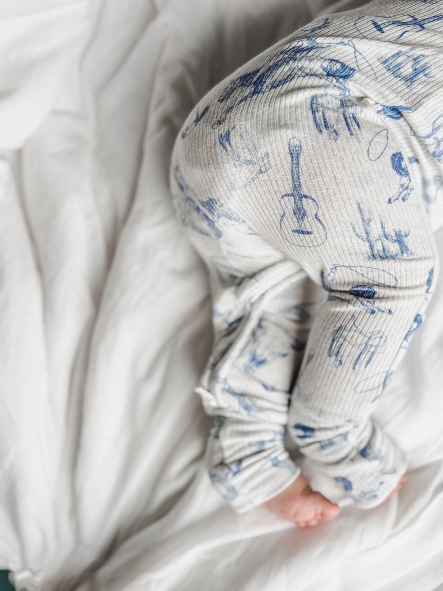 Cowboy Blues Ribbed Bamboo Zippy Pajamas Romper