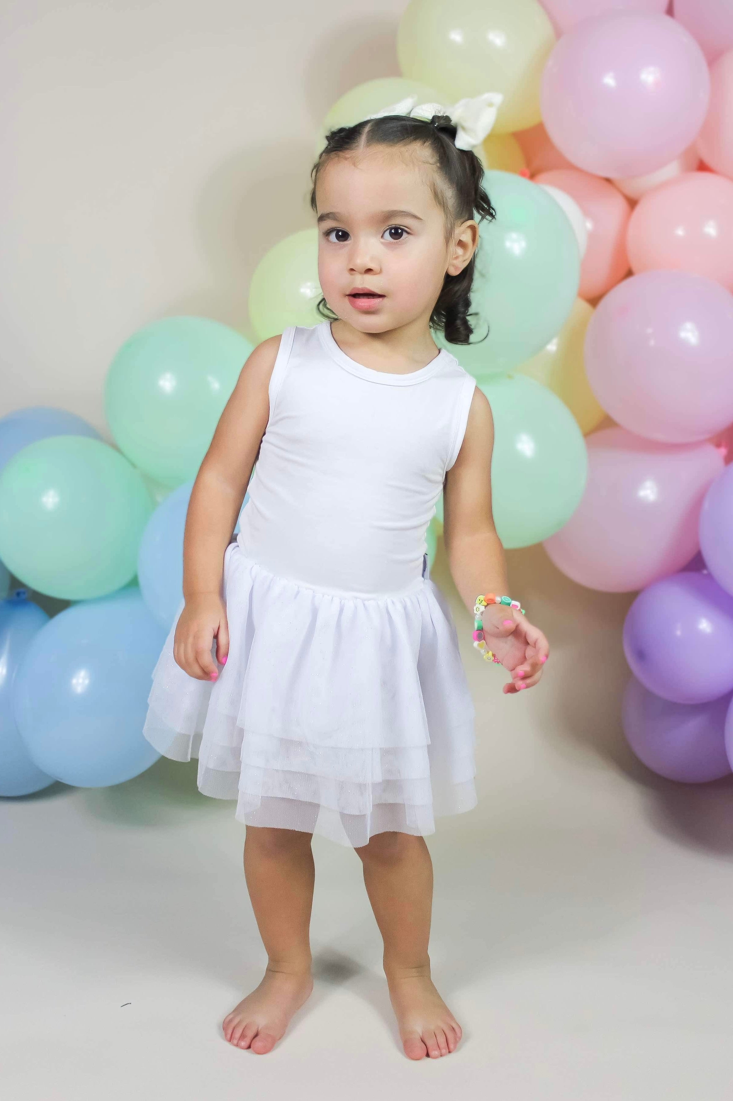 Solid White - Tutu Bodysuit Romper Dress