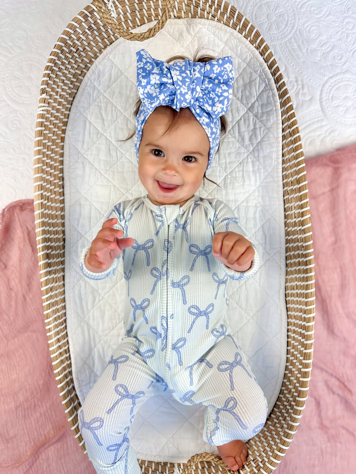 Blue Belle Ribbed Bamboo Zippy Pajamas Romper