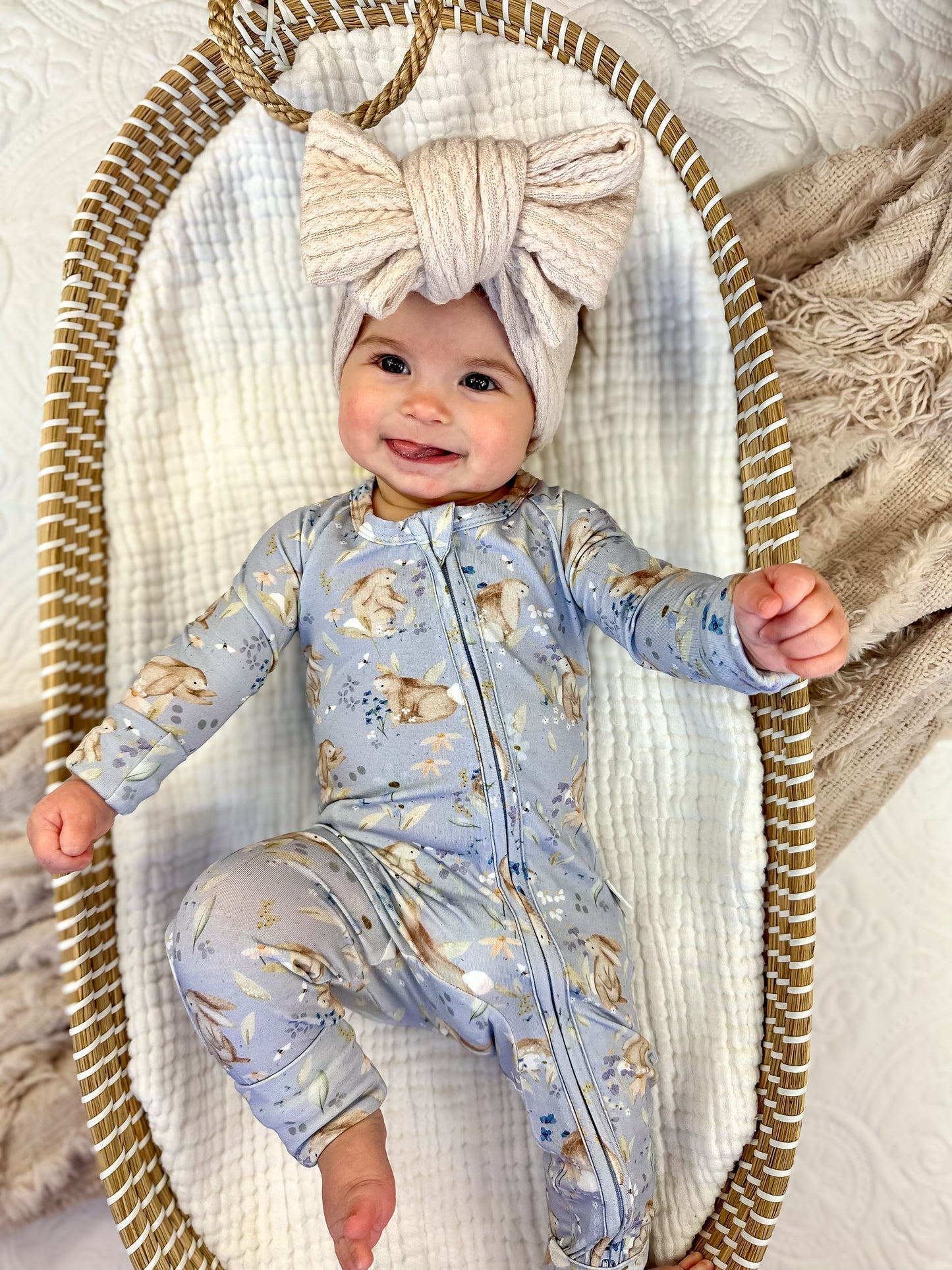 Bunny Blossoms Floral Bamboo Zippy Pajamas