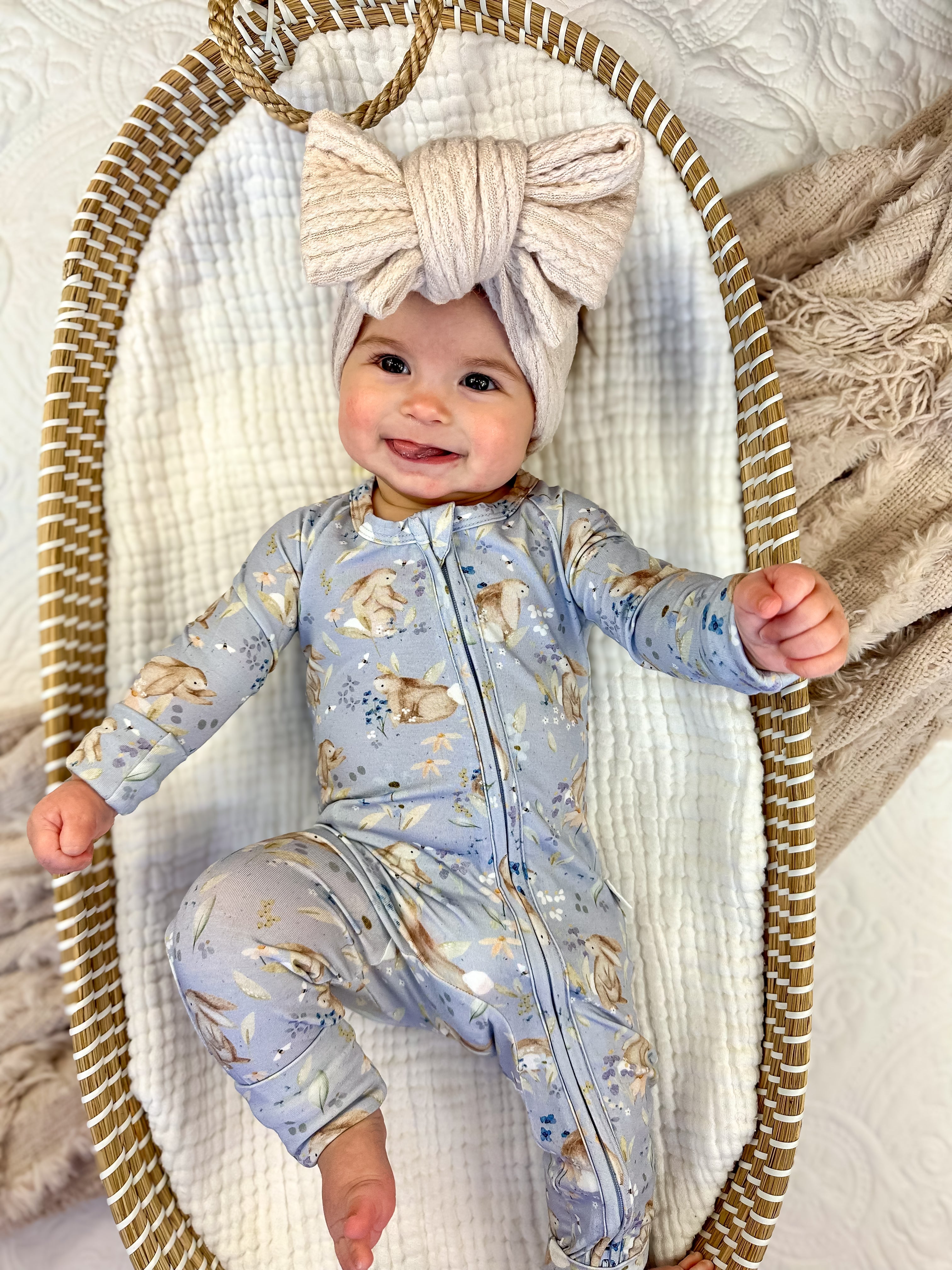 Bunny Blossoms Floral Bamboo Zippy Pajamas
