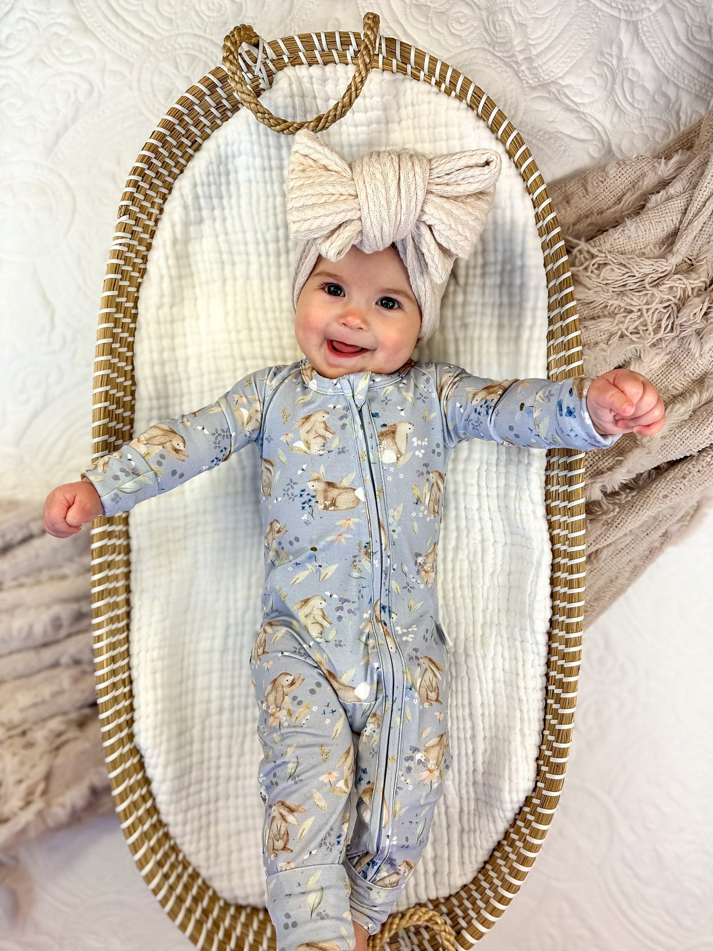 Bunny Blossoms Floral Bamboo Zippy Pajamas