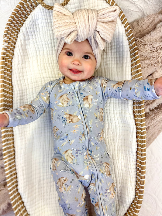 Bunny Blossoms Floral Bamboo Zippy Pajamas