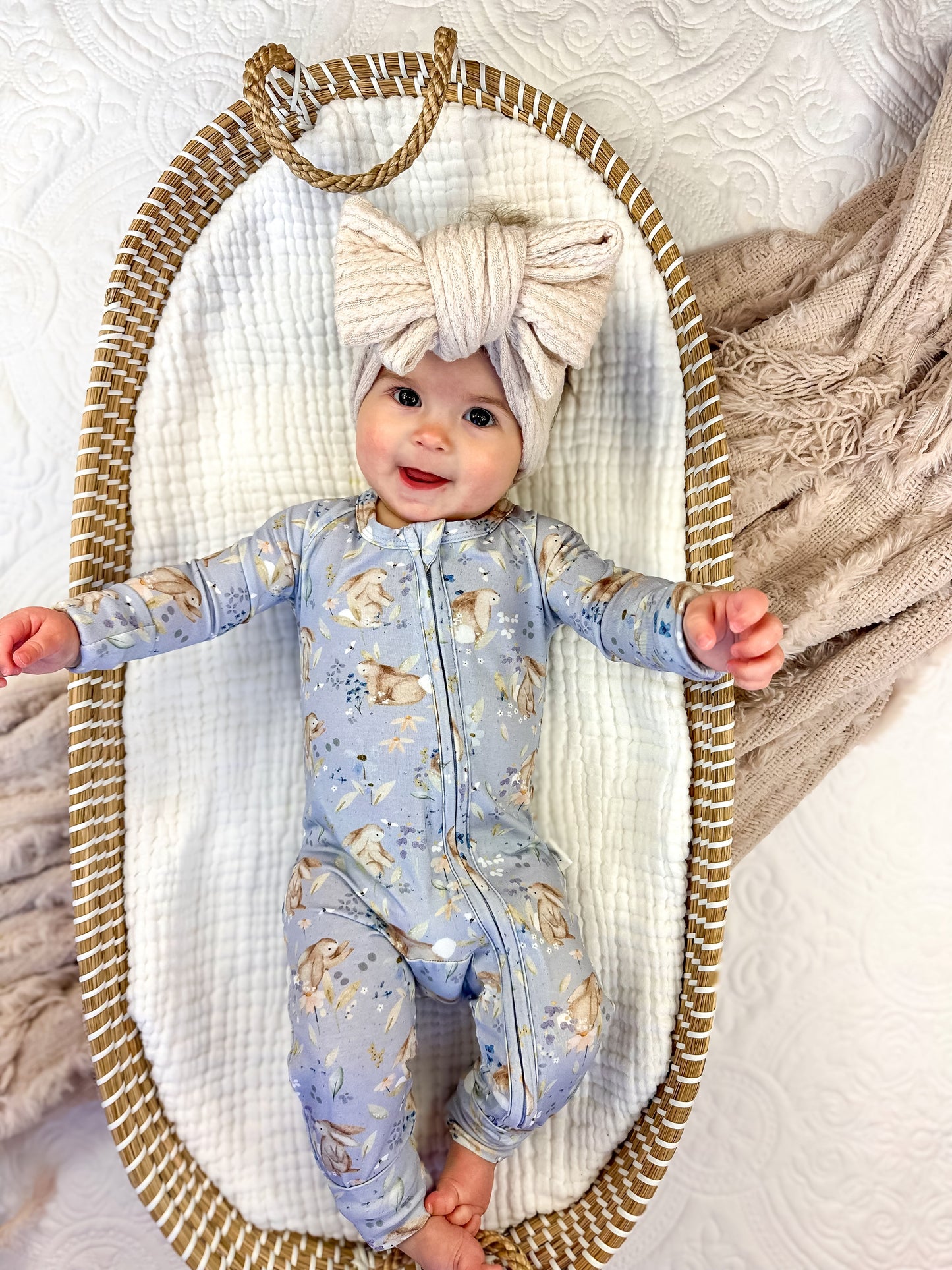 Bunny Blossoms Floral Bamboo Zippy Pajamas