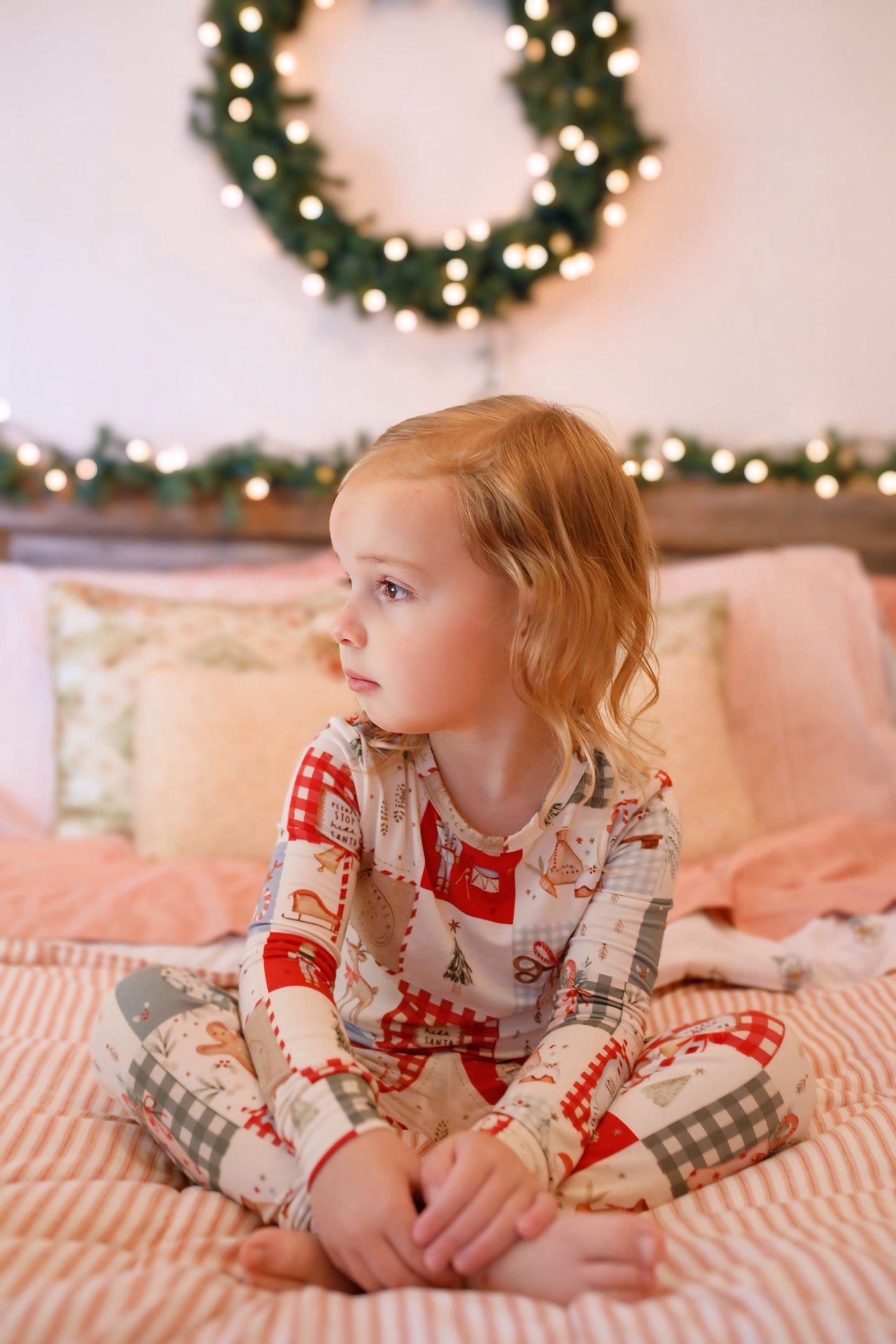 Christmas Patchwork Bamboo Christmas Pajamas - 2pc Set
