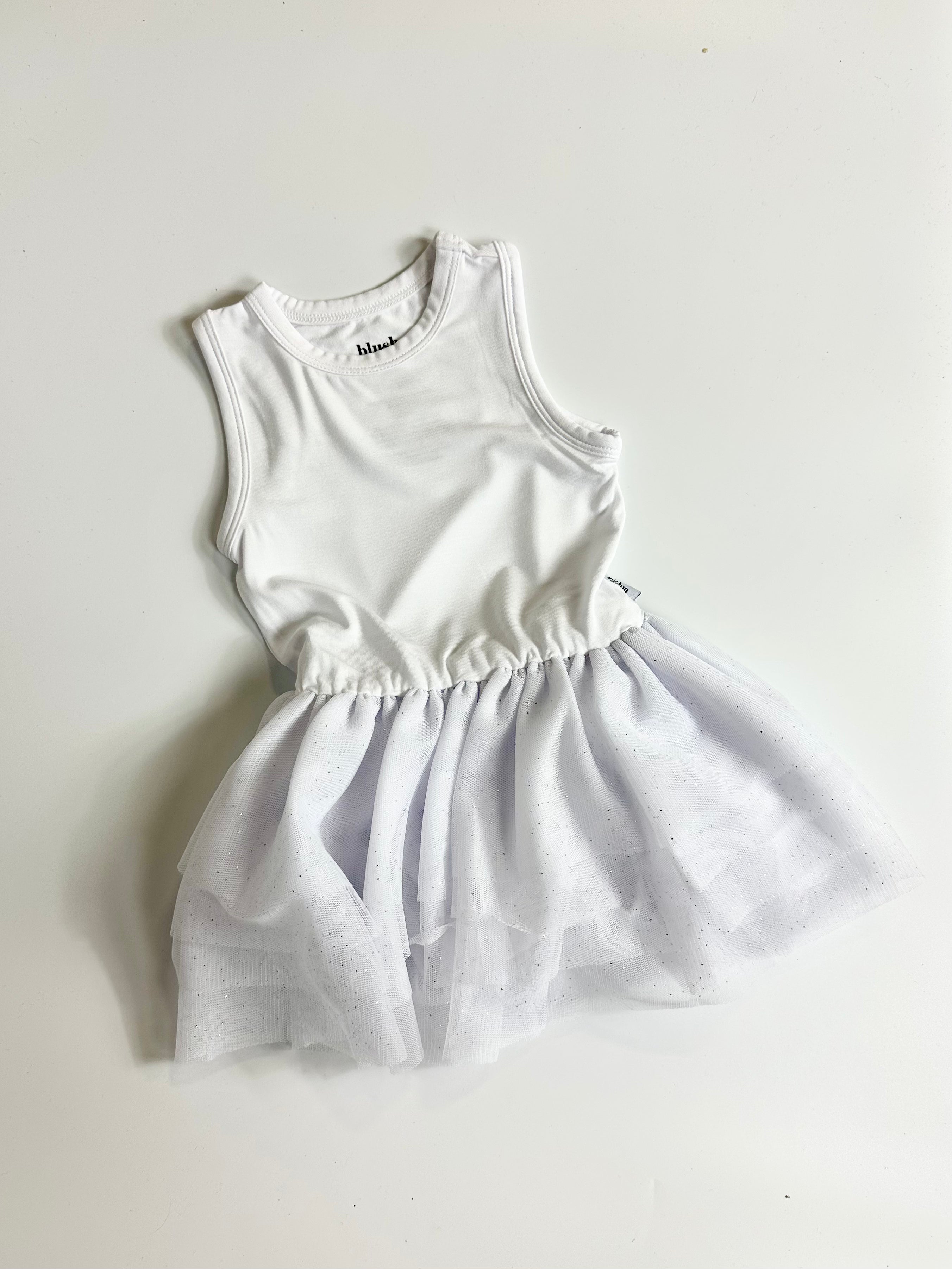 Solid White - Tutu Bodysuit Romper Dress