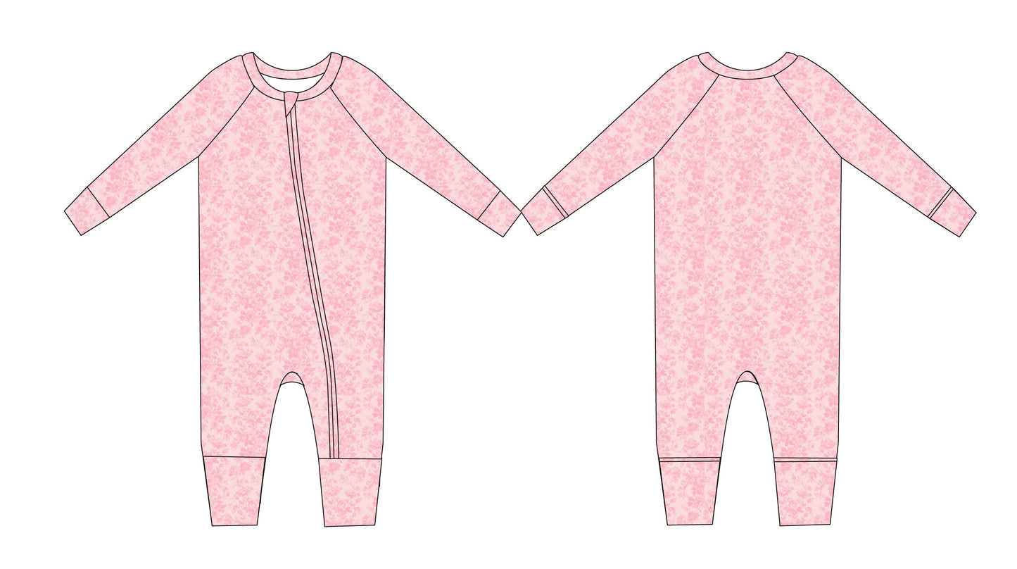 Pink Toile - Zippy Floral Zipper Romper