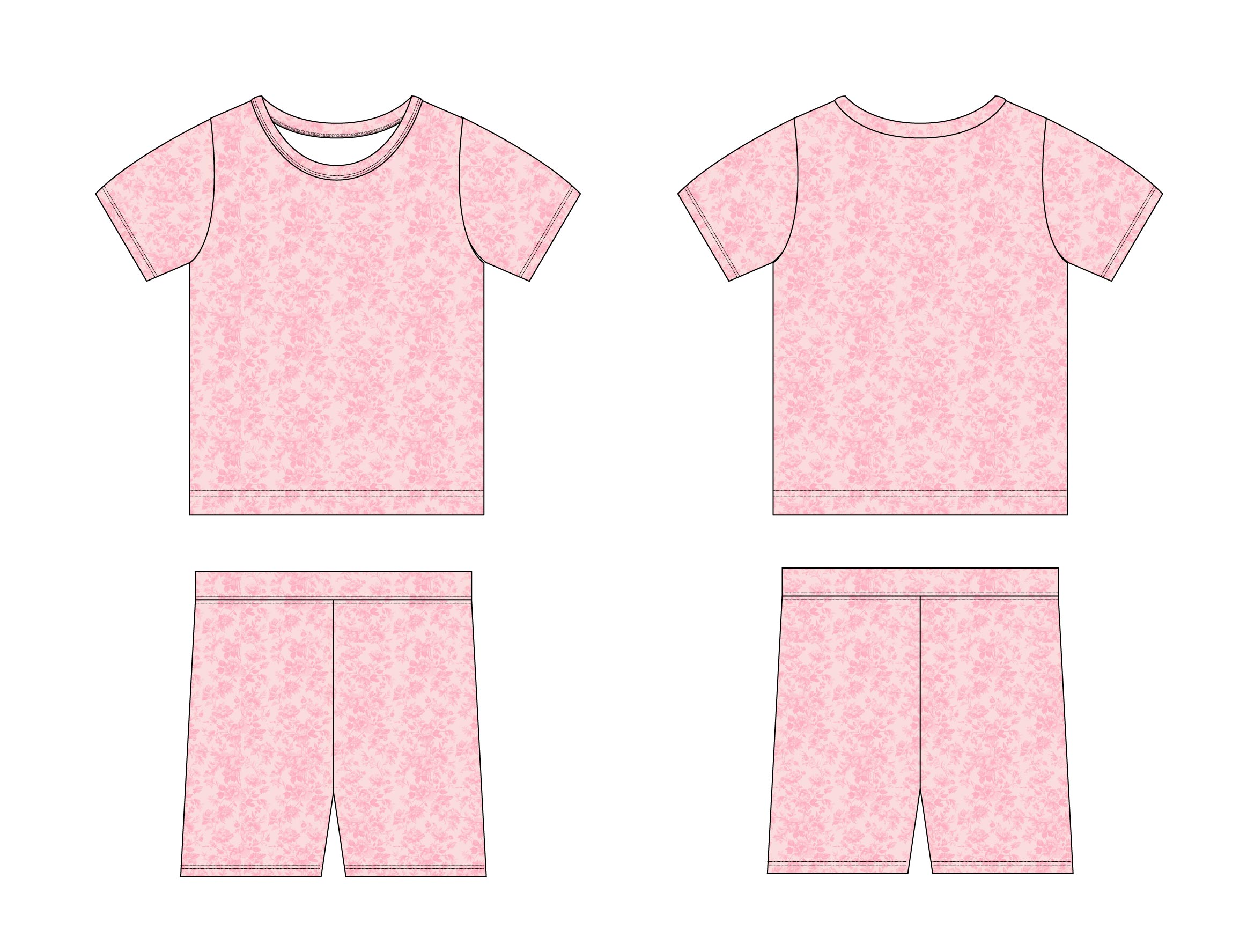 Pink Toile - Floral Short Set