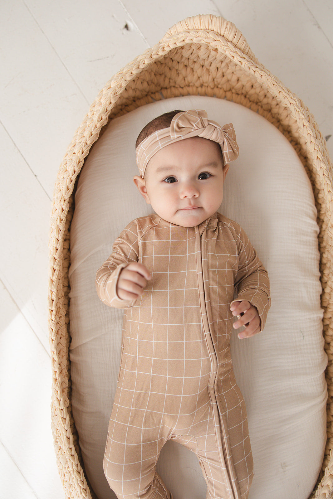 Cinnamon Cider Grid - Zipper Romper