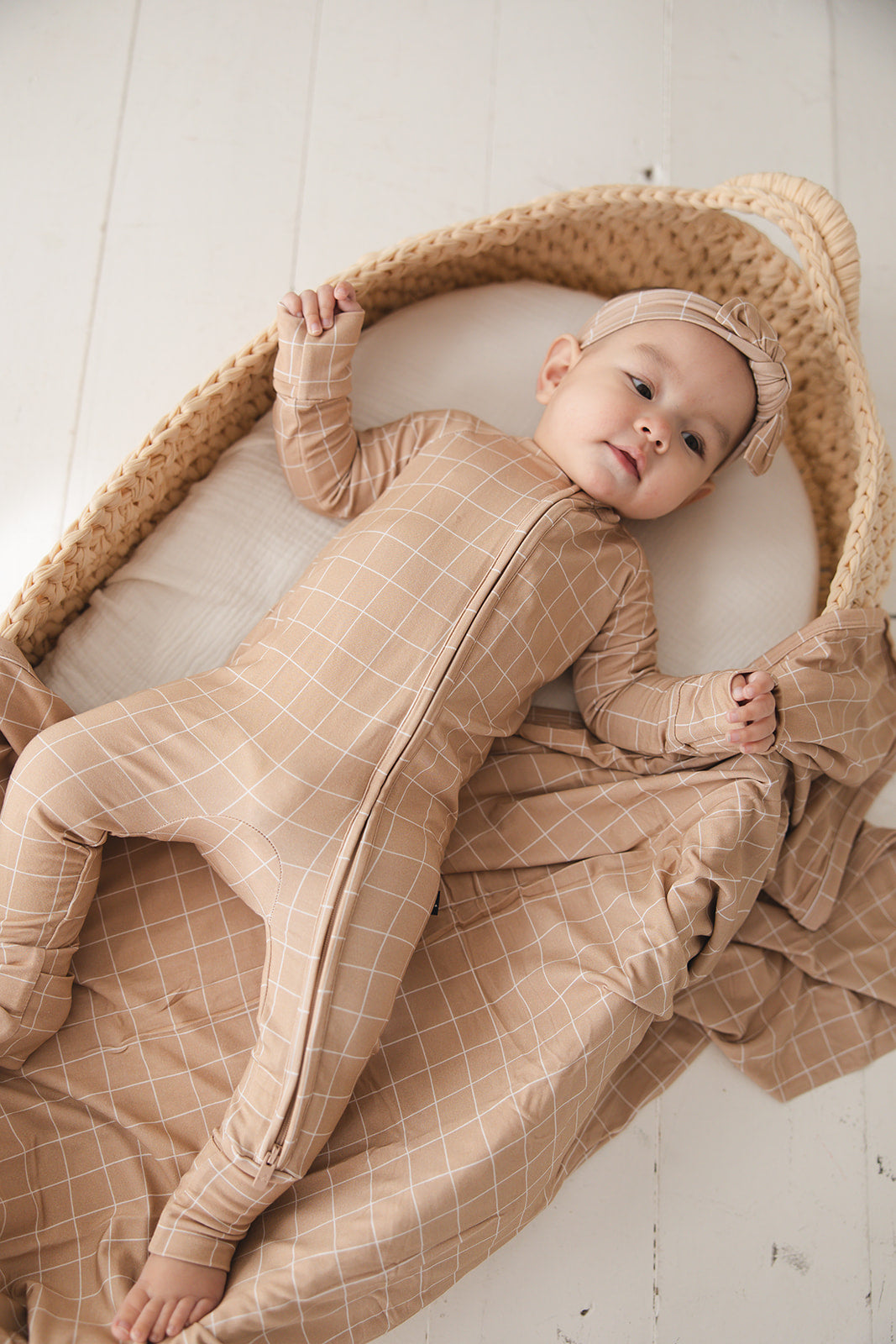 Cinnamon Cider Grid - Zipper Romper
