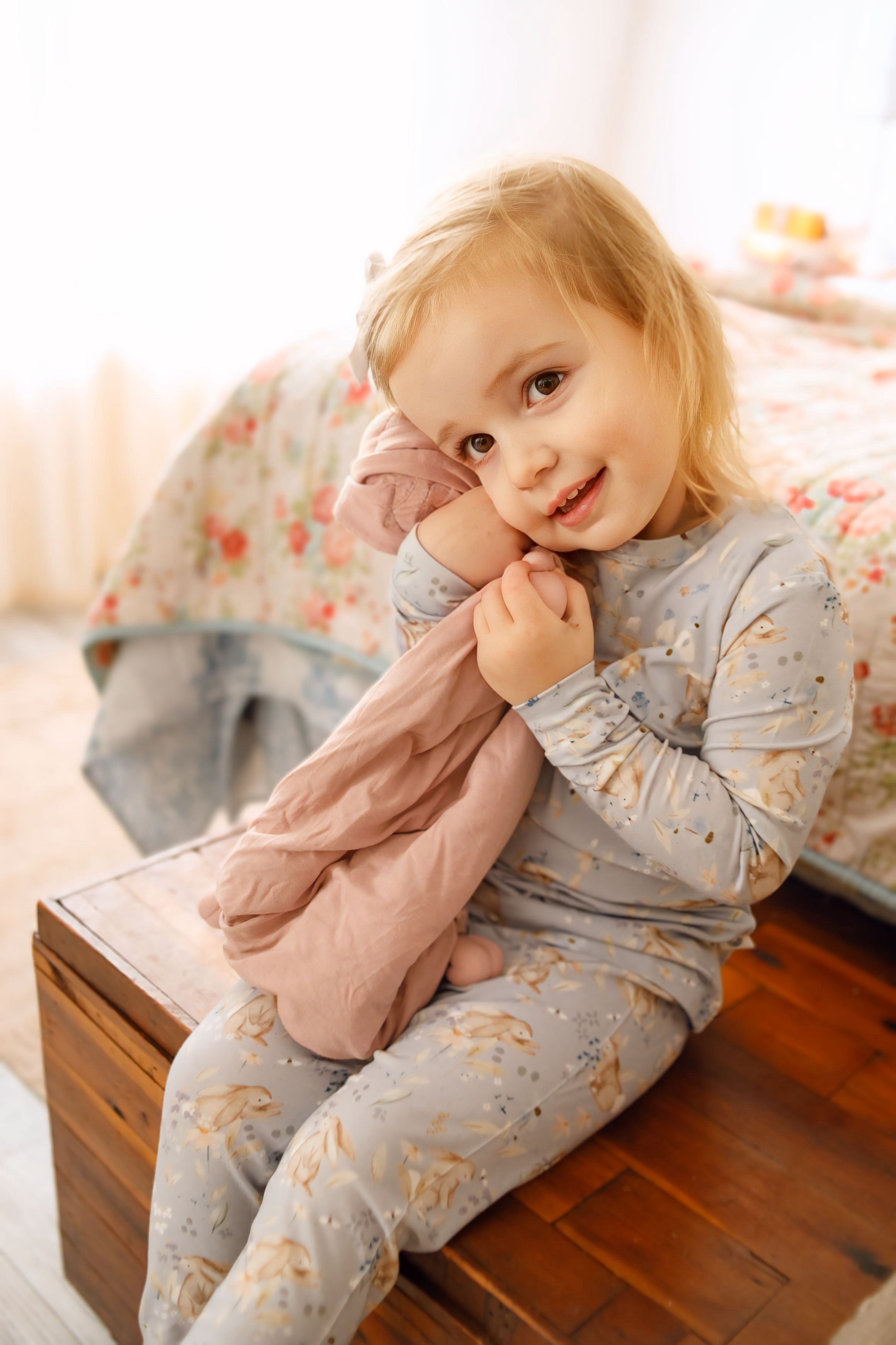 Bunny Blossoms 2pc Floral Bamboo Pajamas