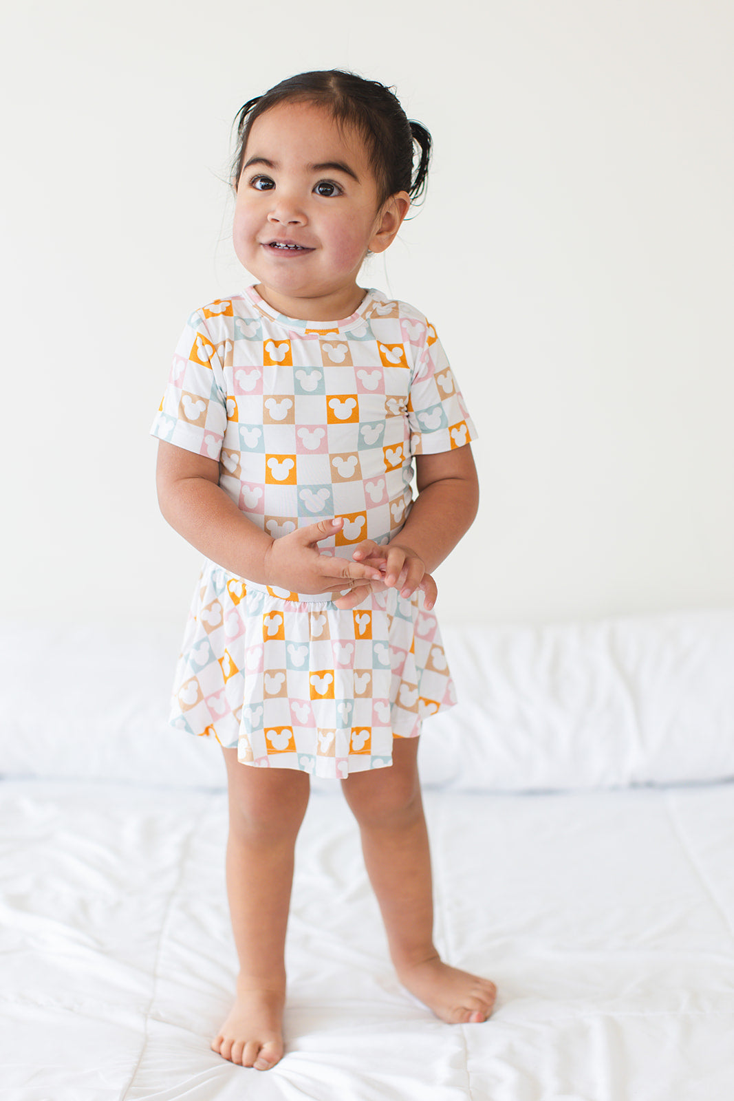 Checkerboard Charm - Bodysuit Romper Dress