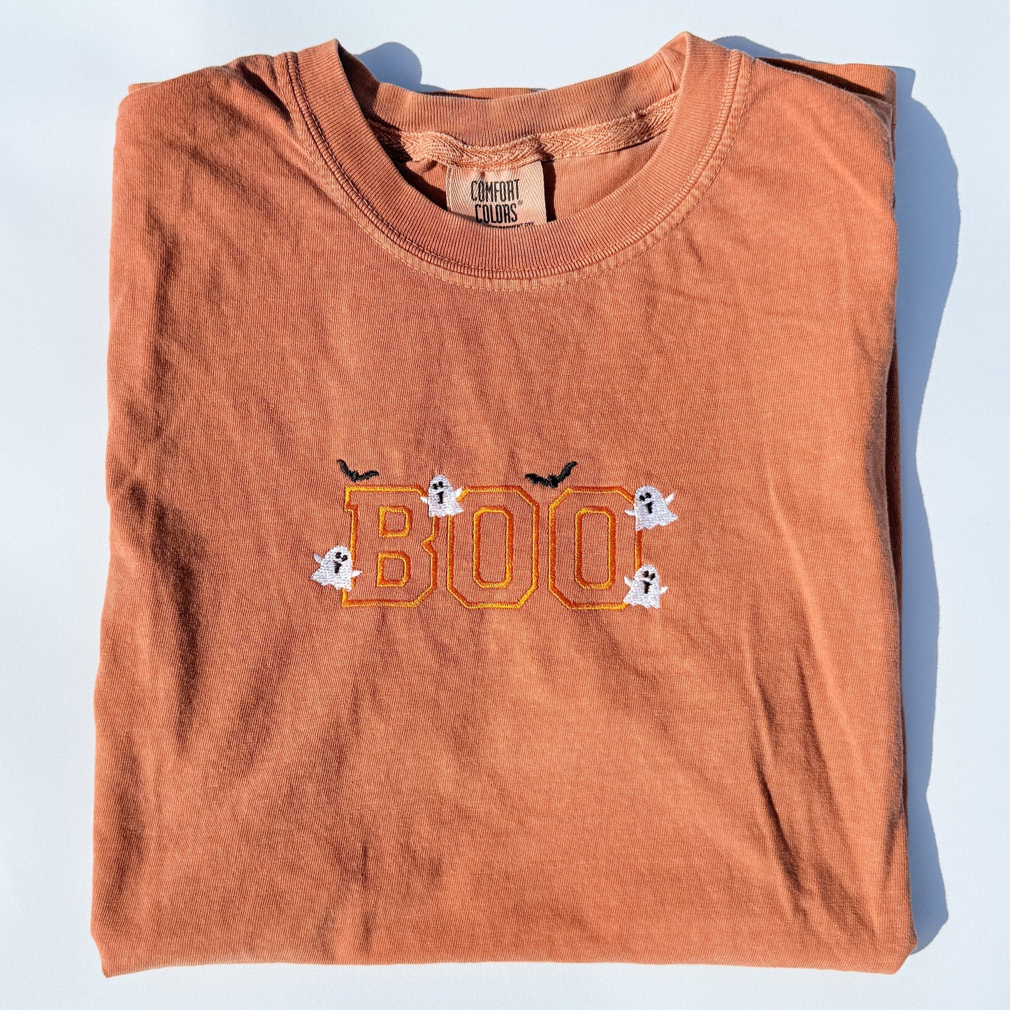 Adult Embroidered BOO Halloween Comfort Colors Tee