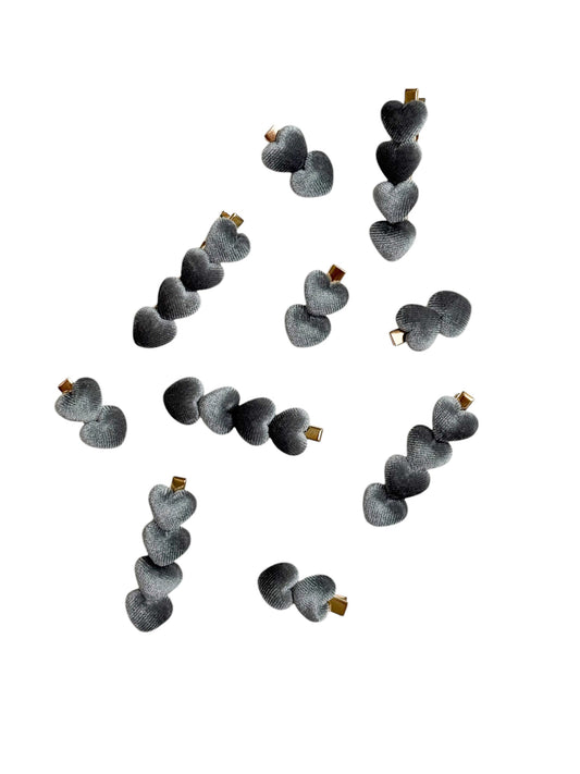 Gray Hearts Hair Clip
