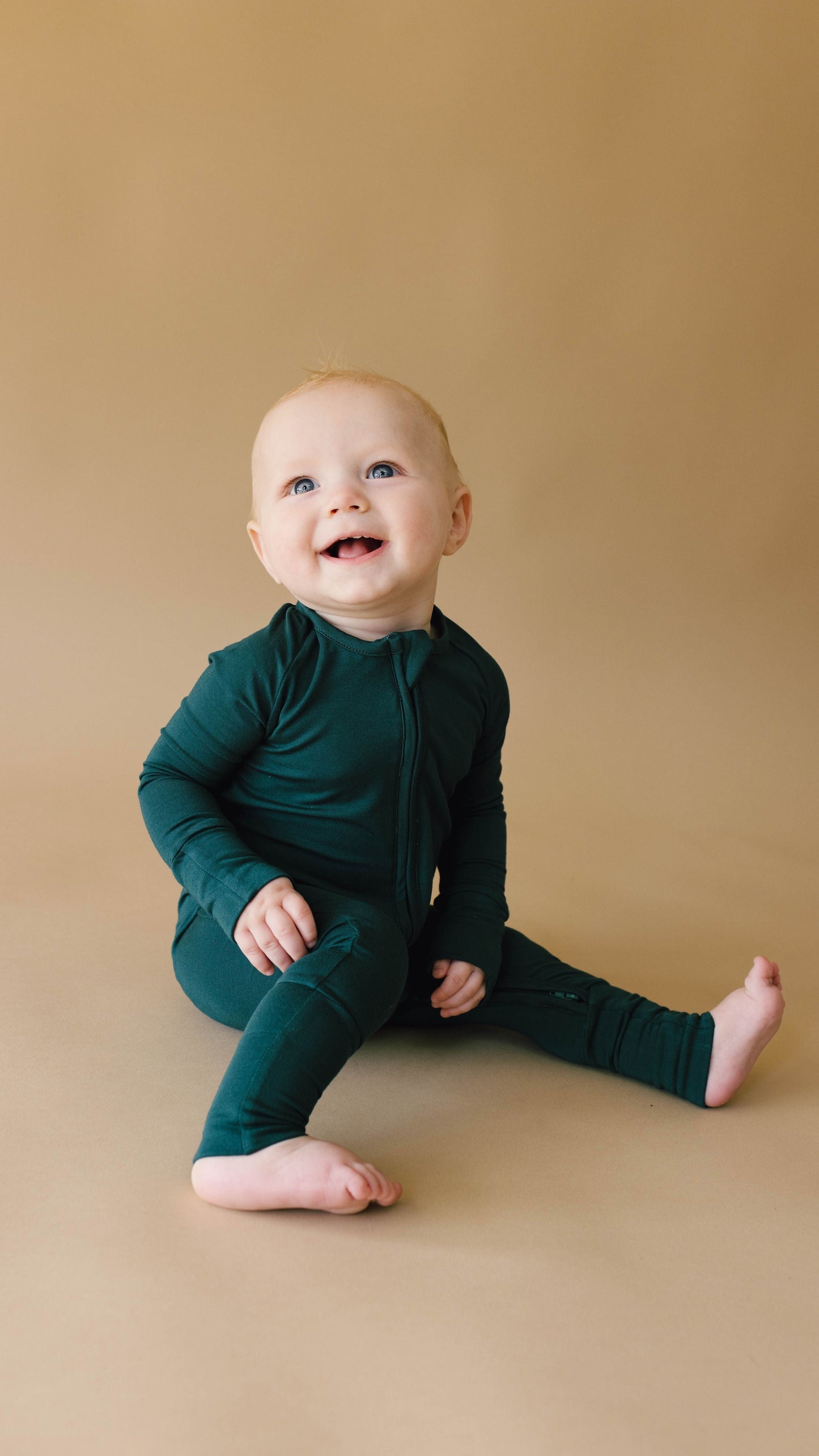 Bamboo Zip Pajamas | Emerald Zipper Romper