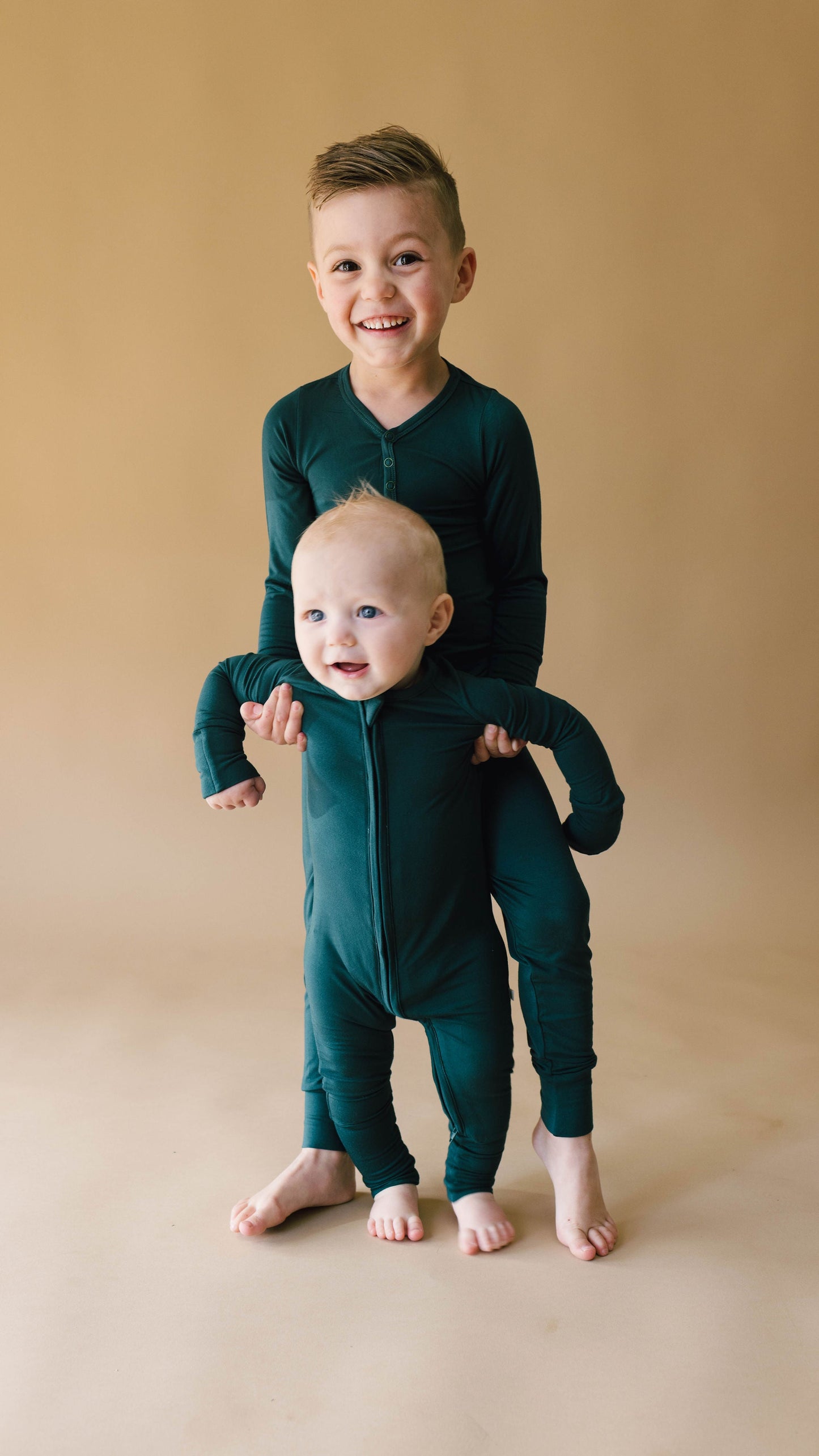 Bamboo Zip Pajamas | Emerald Zipper Romper