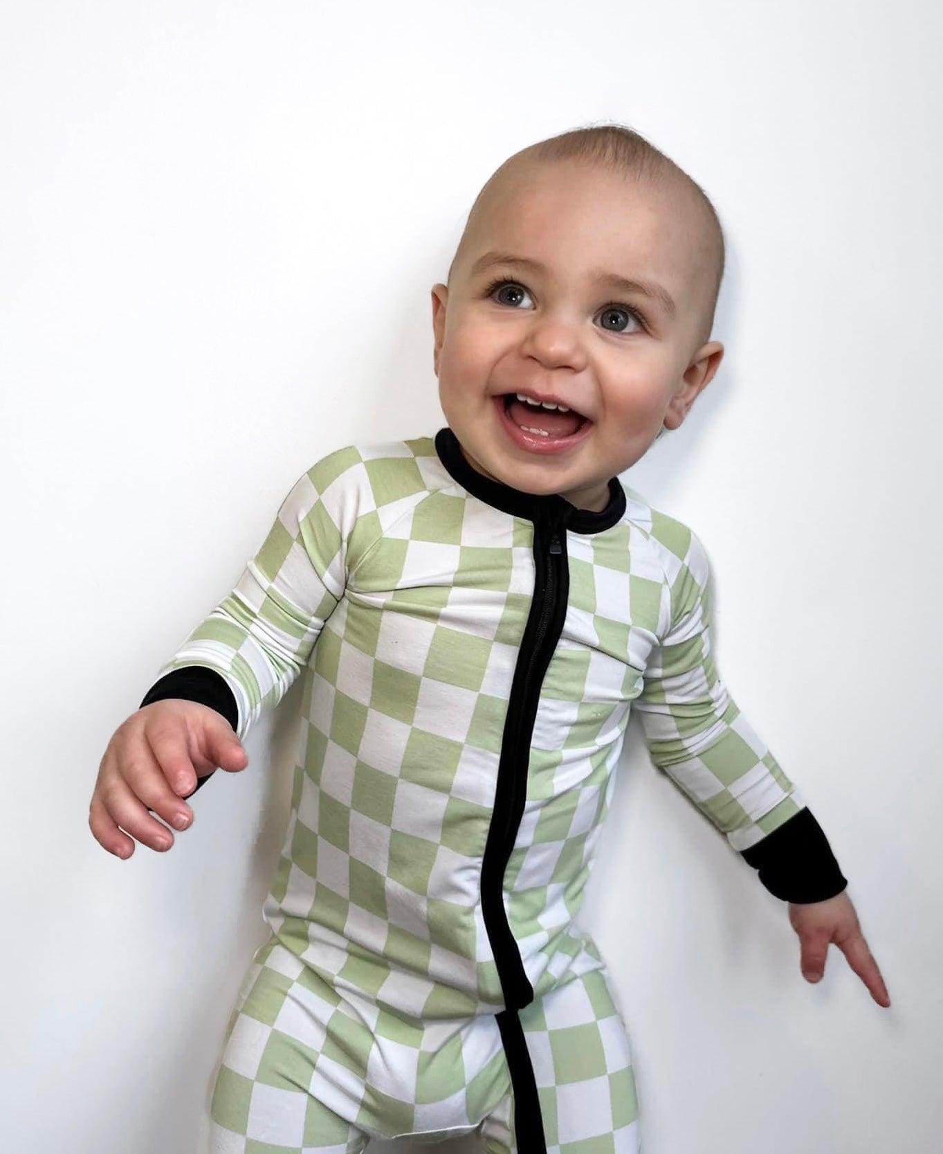 Green Checker - Zippy Zipper Romper