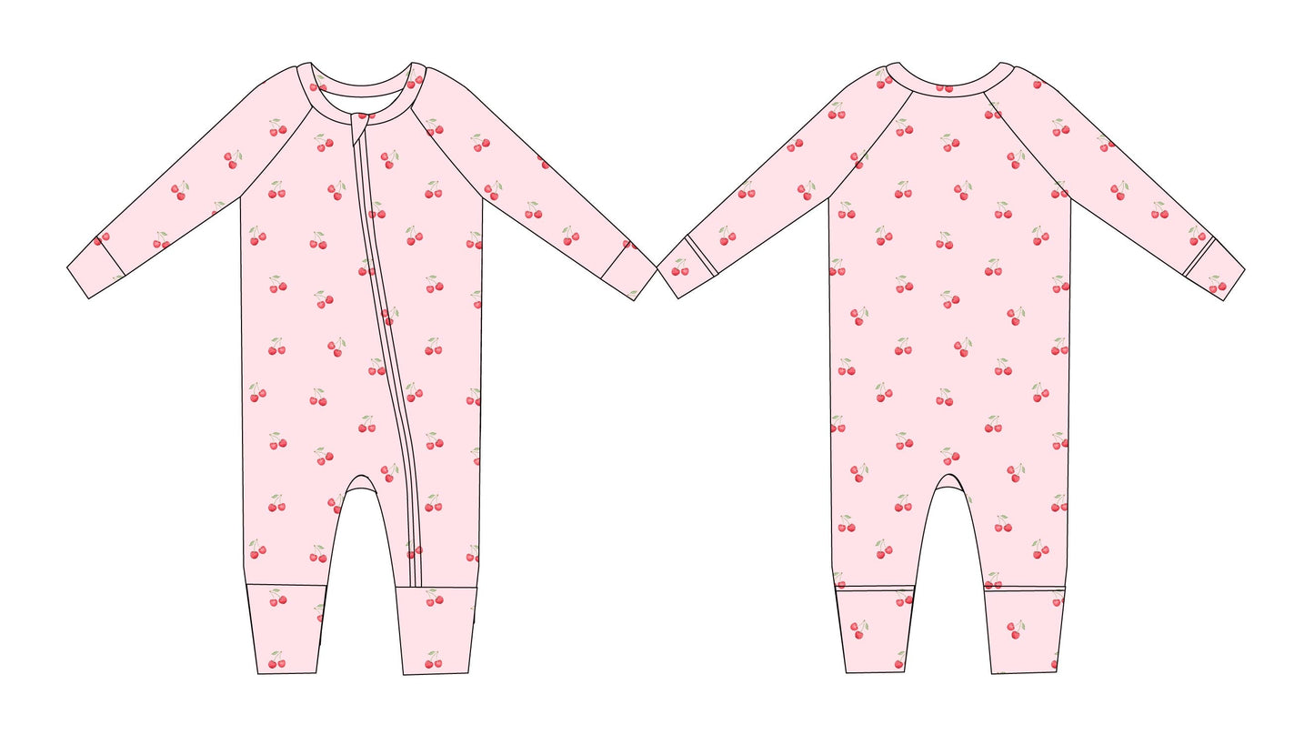 Cherry (ribbed) - Zippy Zipper Romper