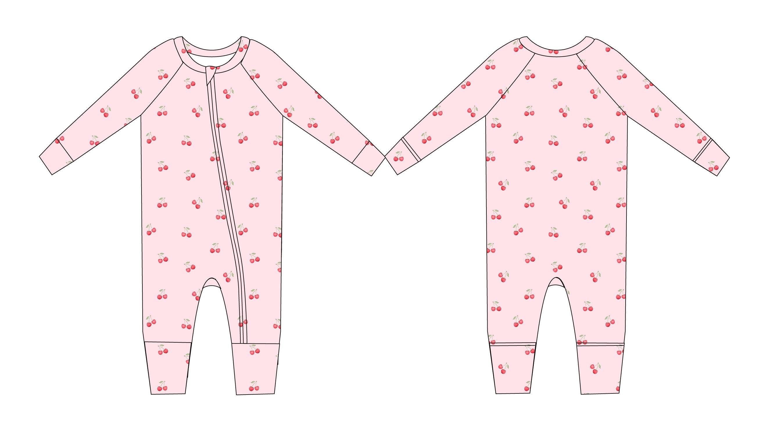 Cherry (ribbed) - Zippy Zipper Romper