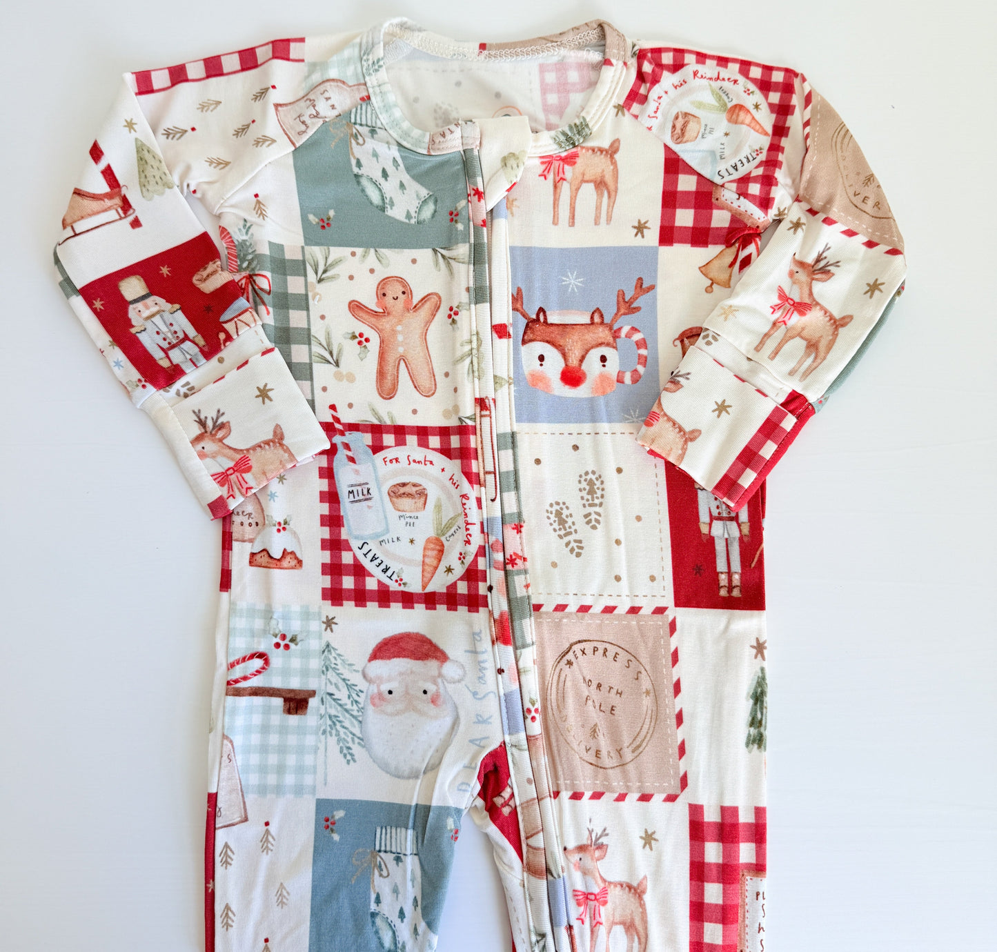 Christmas Patchwork Bamboo Pajamas - Zippy