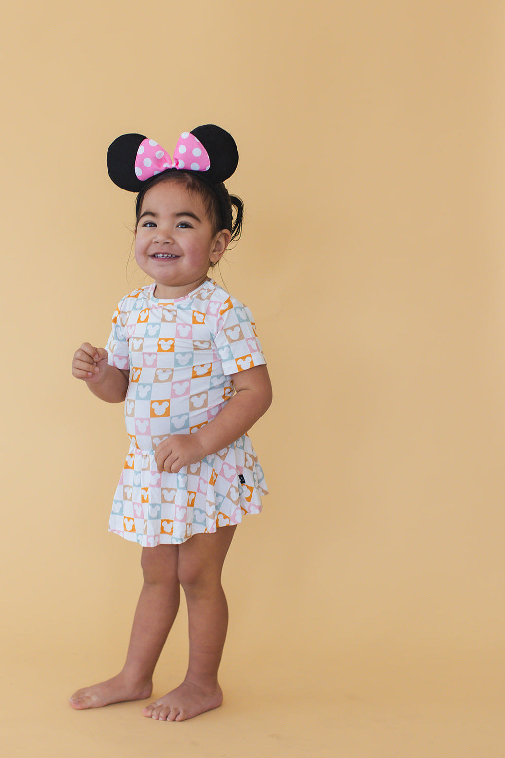 Checkerboard Charm - Bodysuit Romper Dress