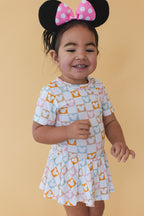 Checkerboard Charm - Bodysuit Romper Dress