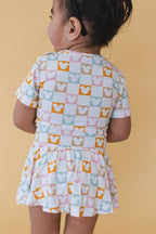 Checkerboard Charm - Bodysuit Romper Dress