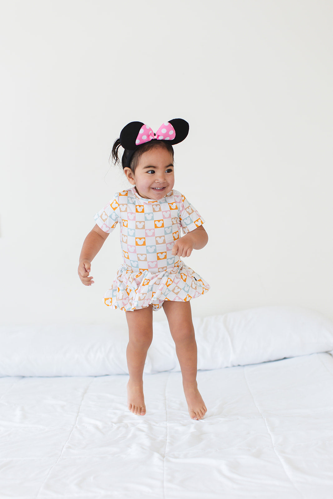 Checkerboard Charm - Bodysuit Romper Dress