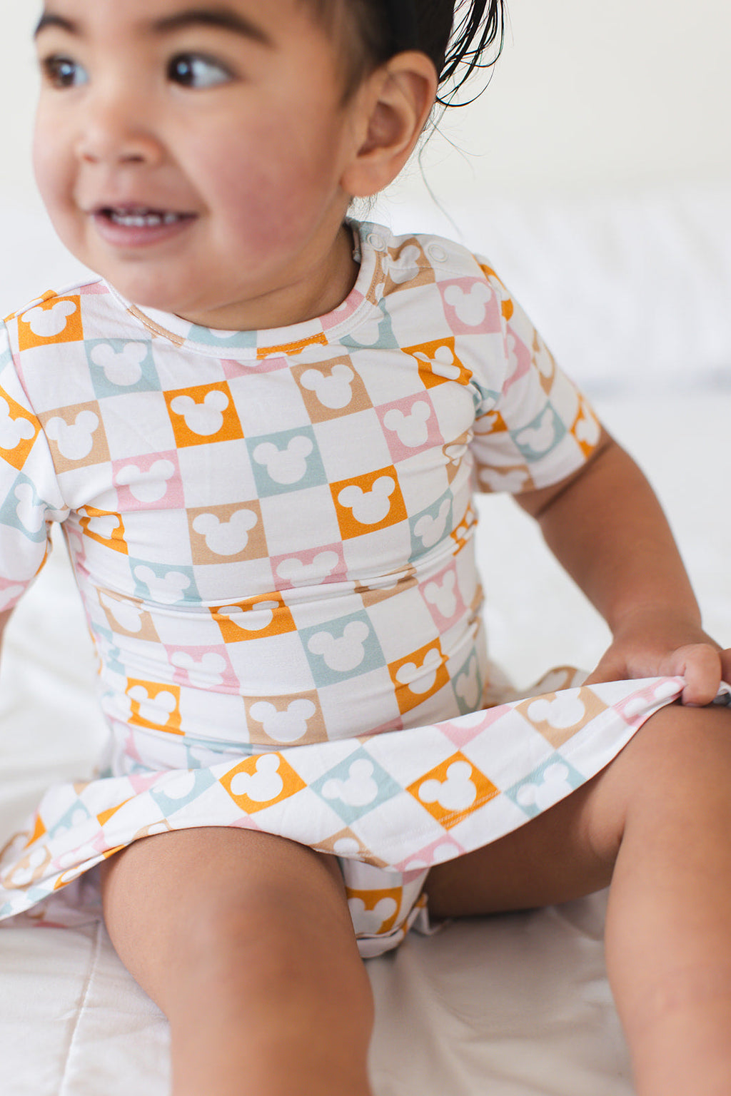 Checkerboard Charm - Bodysuit Romper Dress