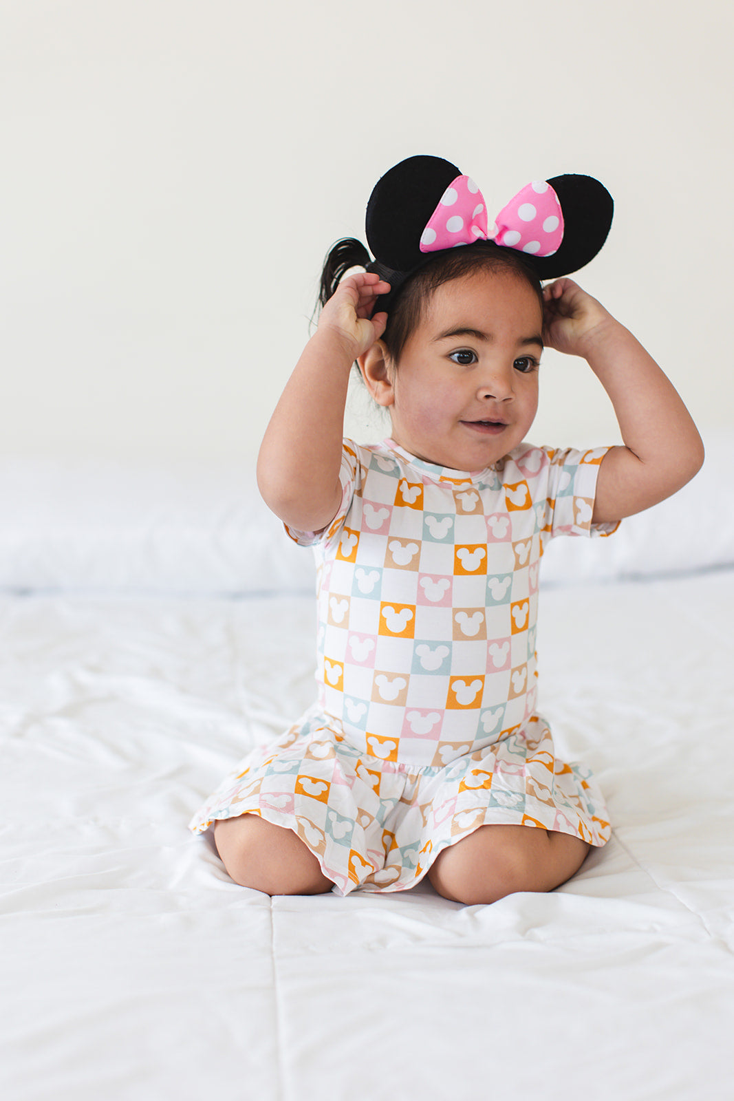Checkerboard Charm - Bodysuit Romper Dress