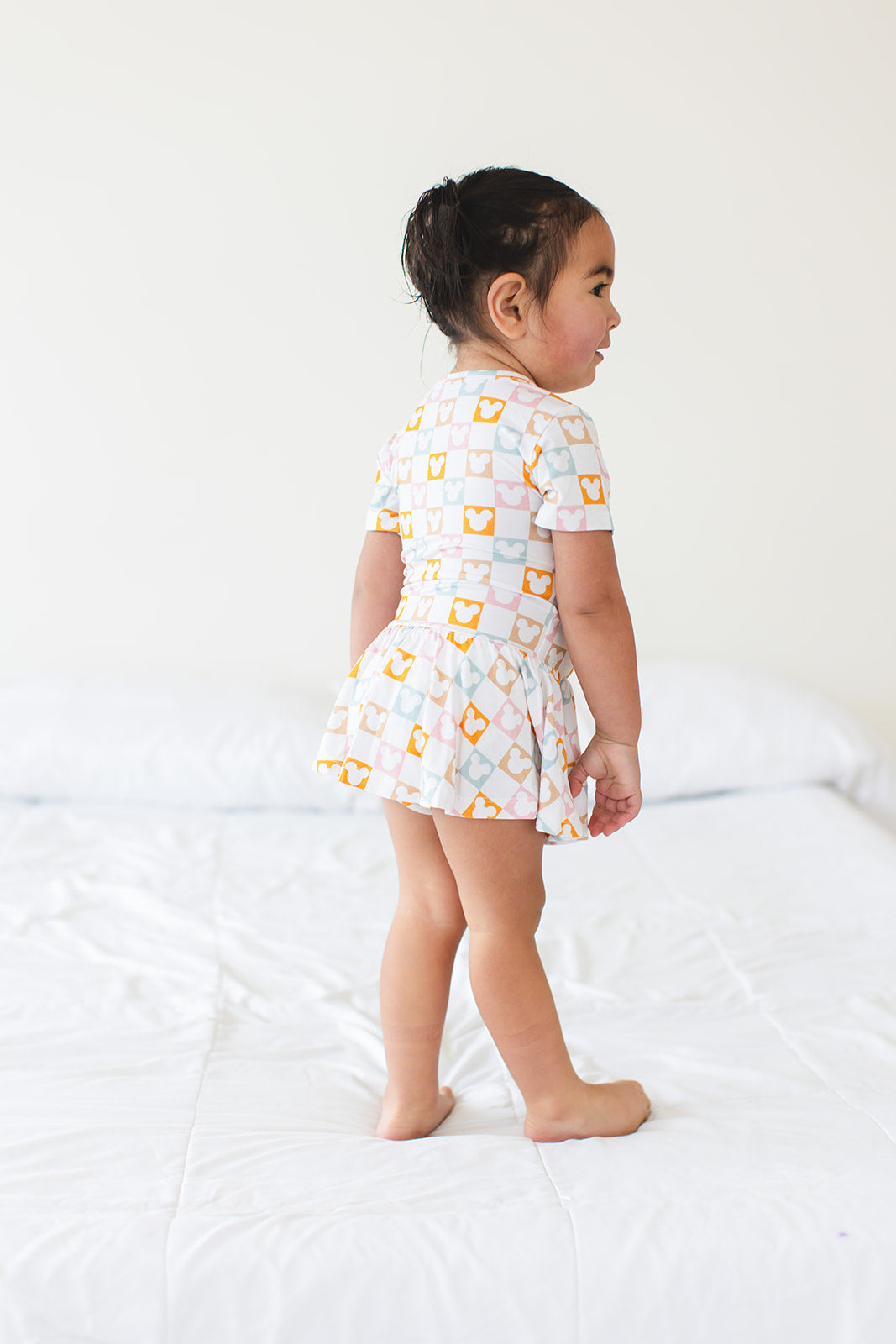 Checkerboard Charm - Bodysuit Romper Dress