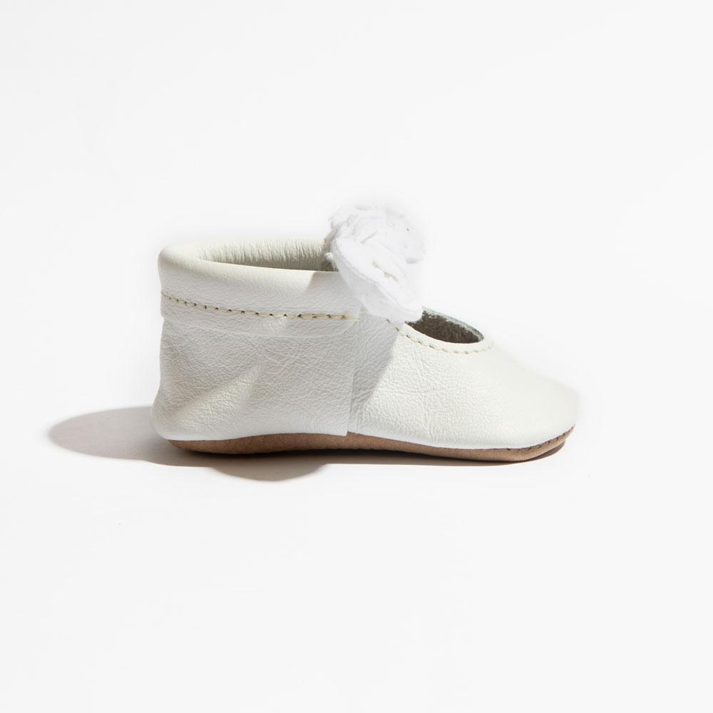 Ivory Swiss Dot Knotted Bow Baby Shoe