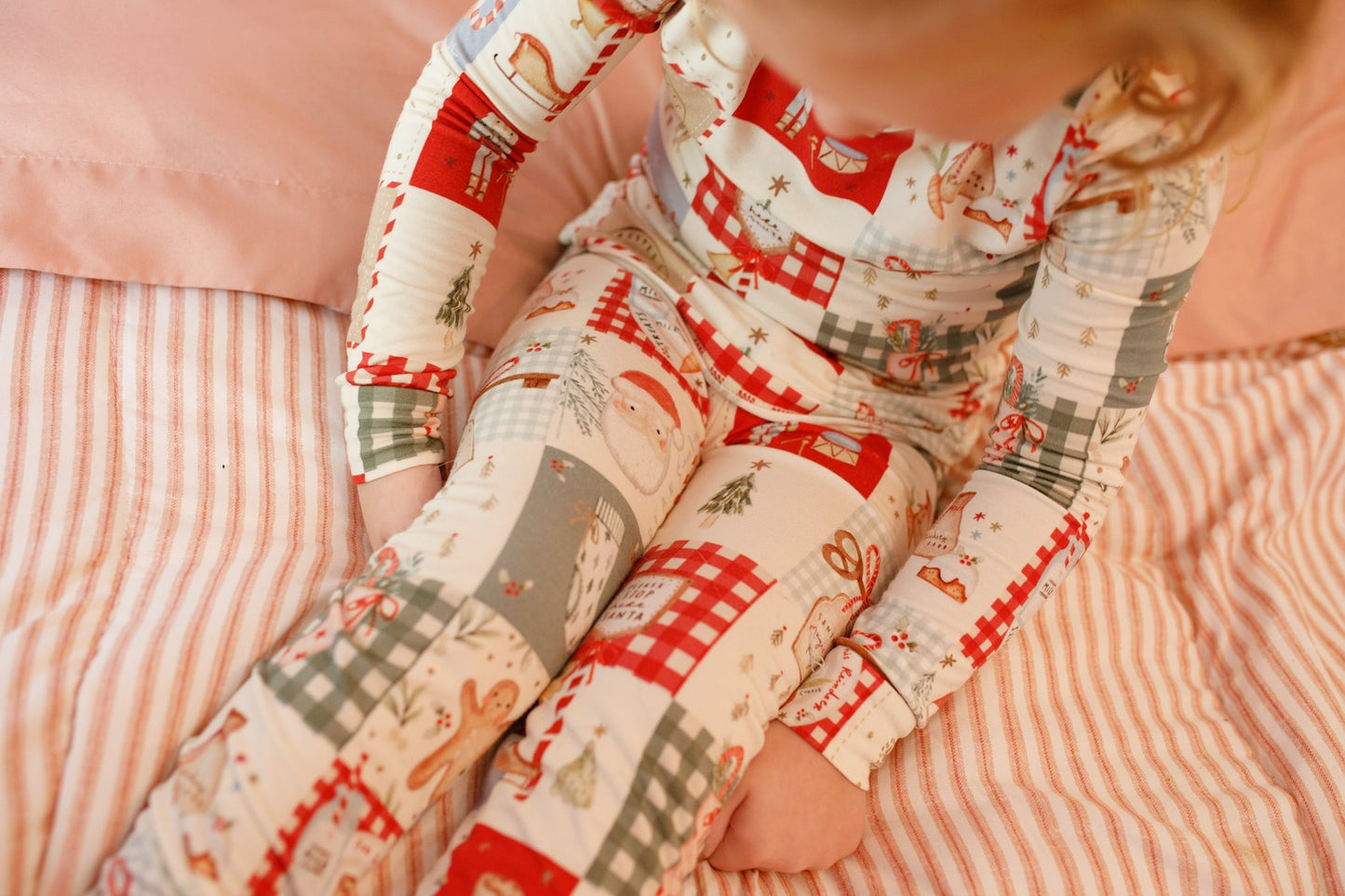 Christmas Patchwork Bamboo Christmas Pajamas - 2pc Set