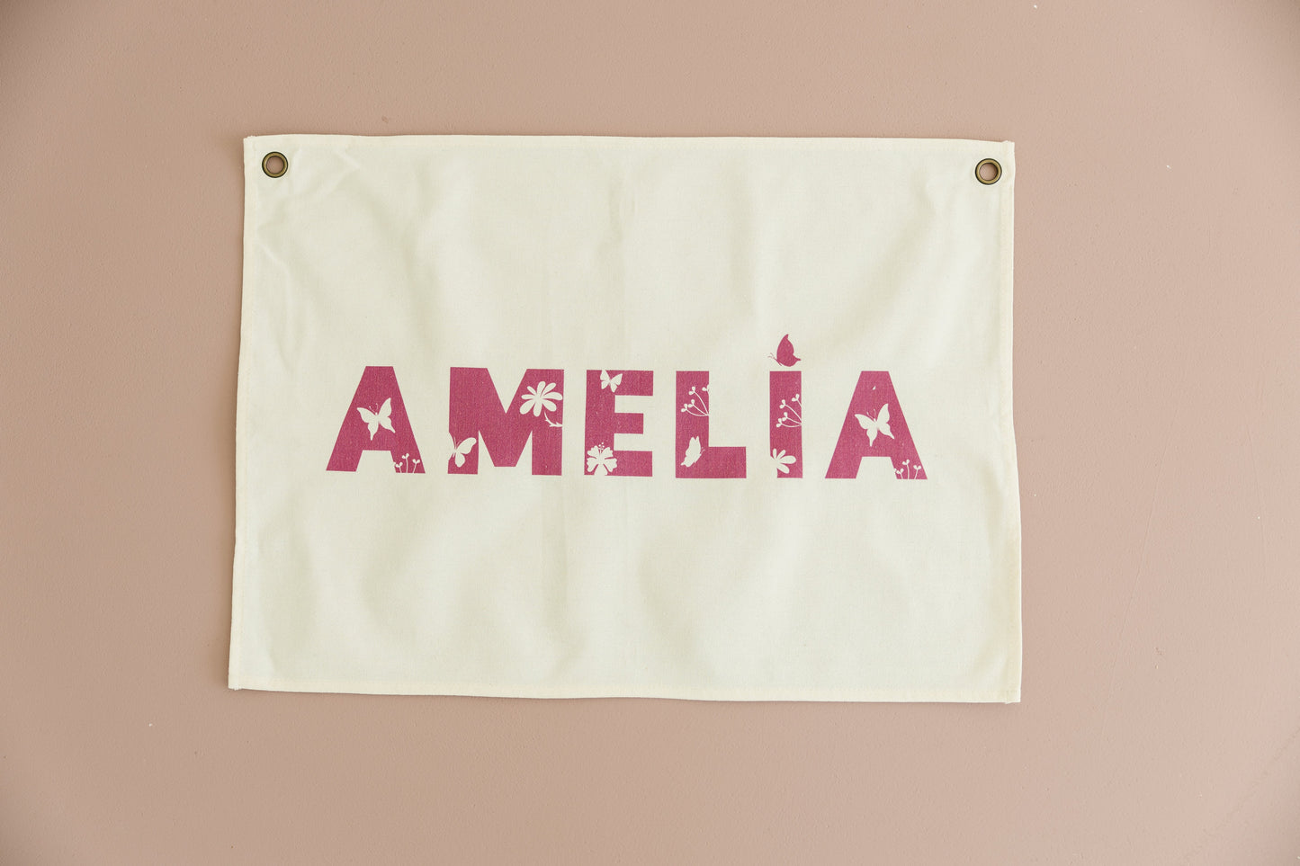 Custom Canvas Name Banner - Butterfly Font