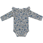 Bluebell Ruffle Sleeve Pointelle Bamboo Bodysuit Floral Romper