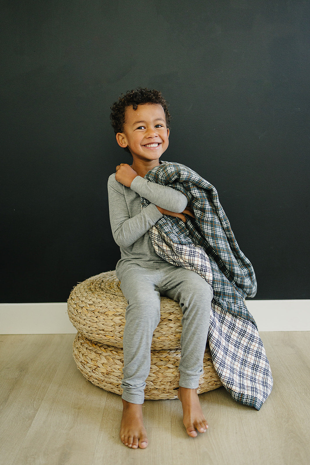 Vintage Plaid + Navy Plaid Muslin Quilt Blanket