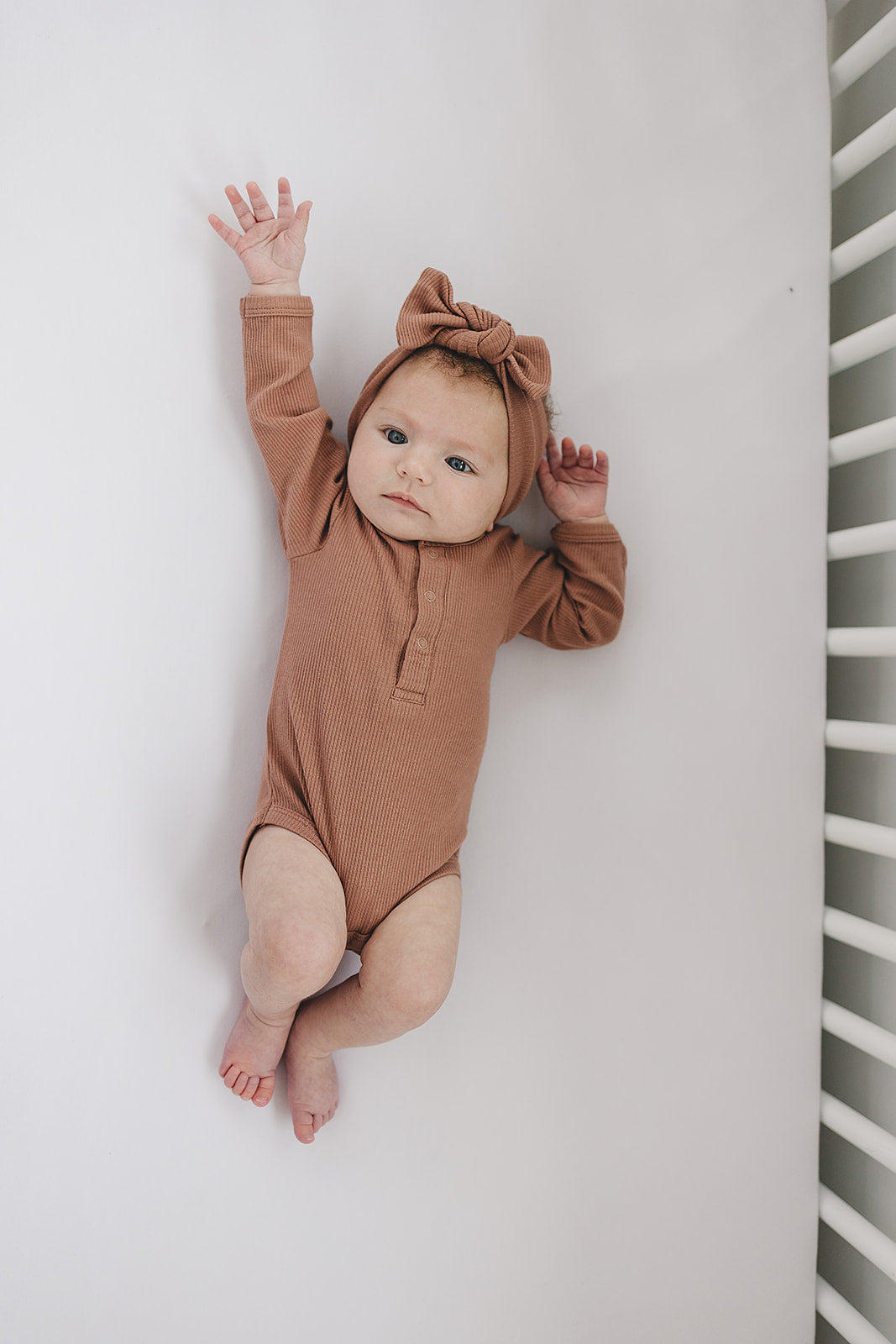 Dusty Rose Organic Snap Long Sleeve Ribbed Bodysuit Romper