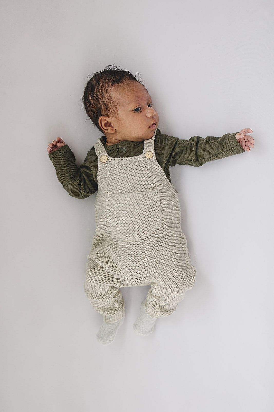 Winter Green Organic Snap Long Sleeve Ribbed Bodysuit Romper