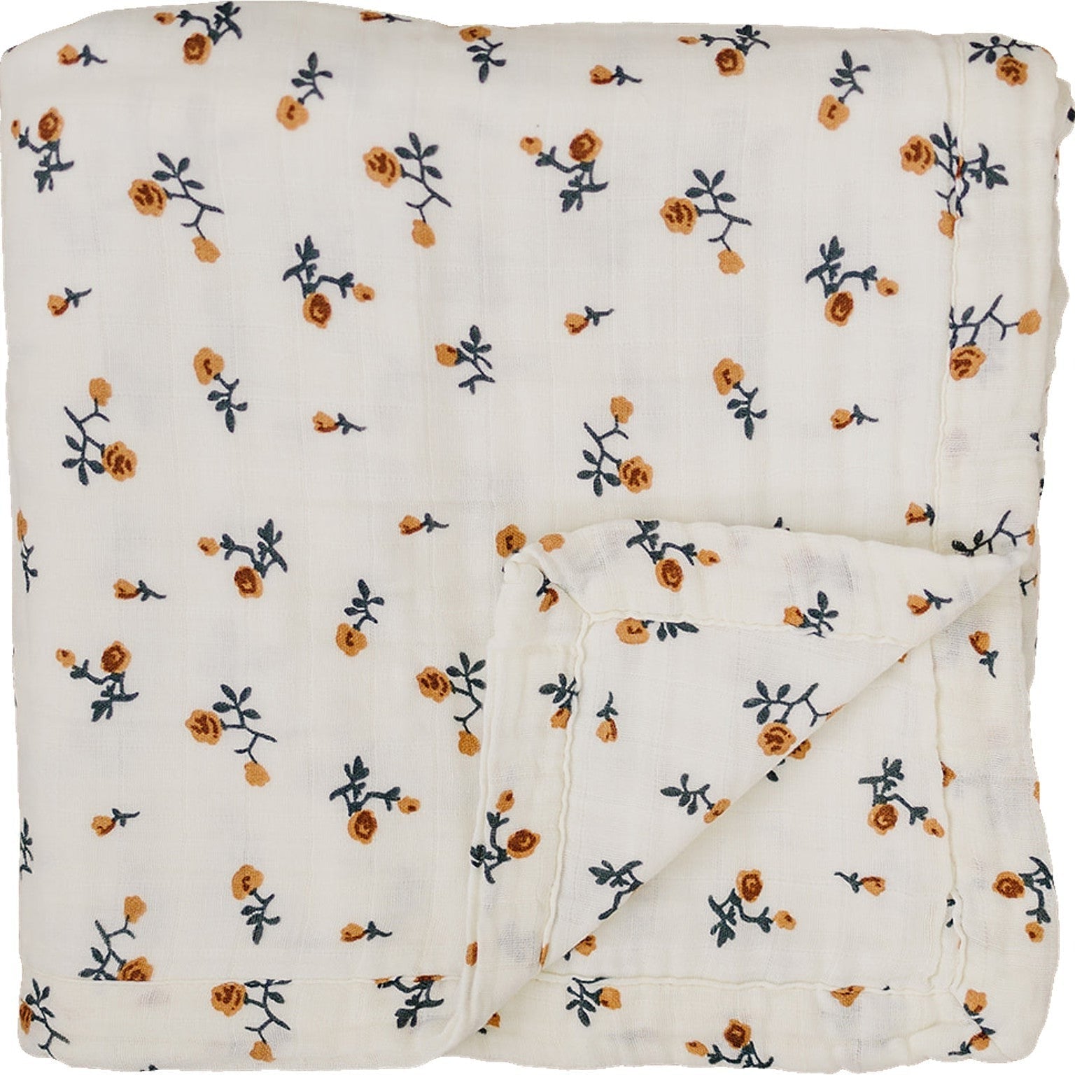 Cream Floral Muslin Quilt Blanket