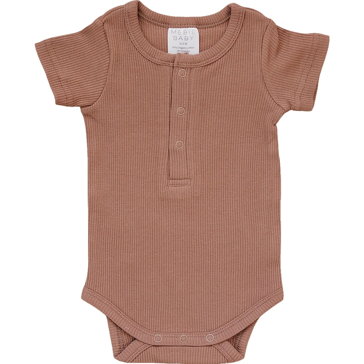 Dusty Rose Short Sleeve Organic Cotton Ribbed Snap Bodysuit Romper