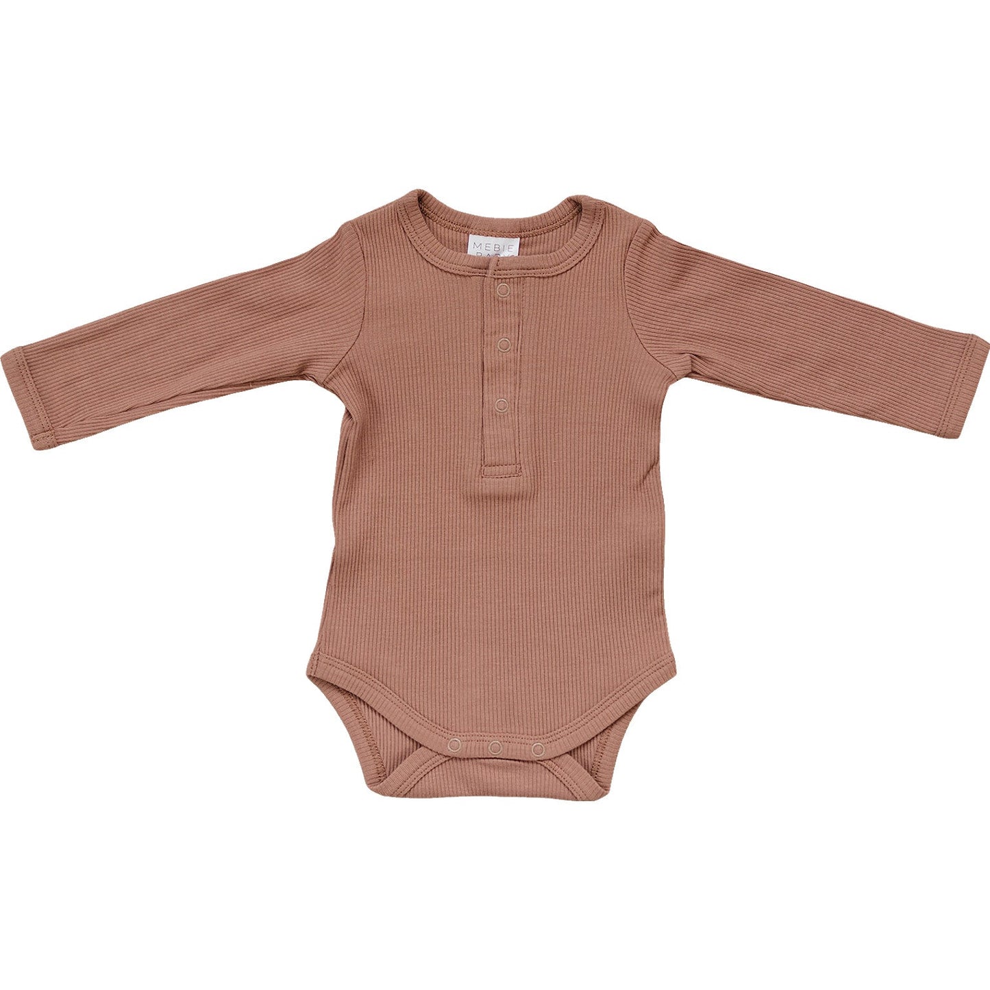 Dusty Rose Organic Snap Long Sleeve Ribbed Bodysuit Romper