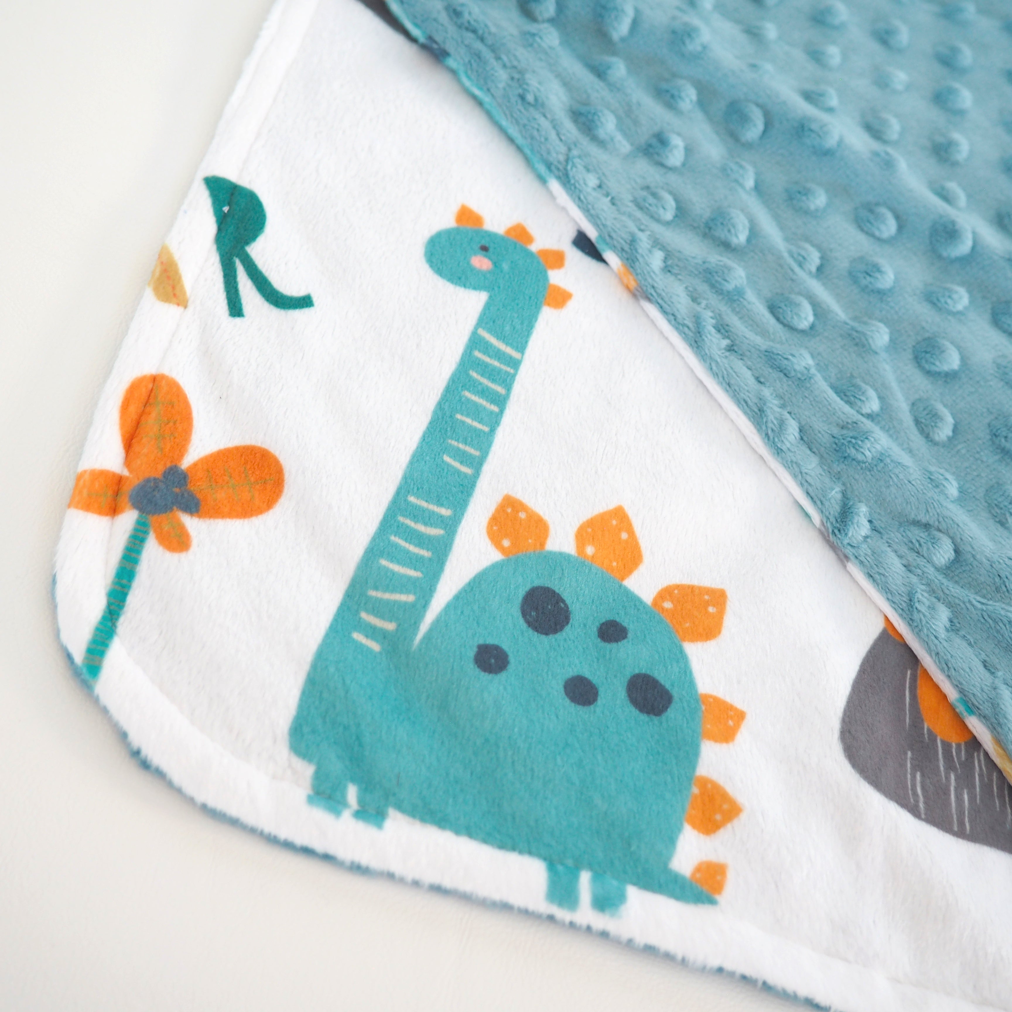 Mini Minky - Dinoland Blue Blanket