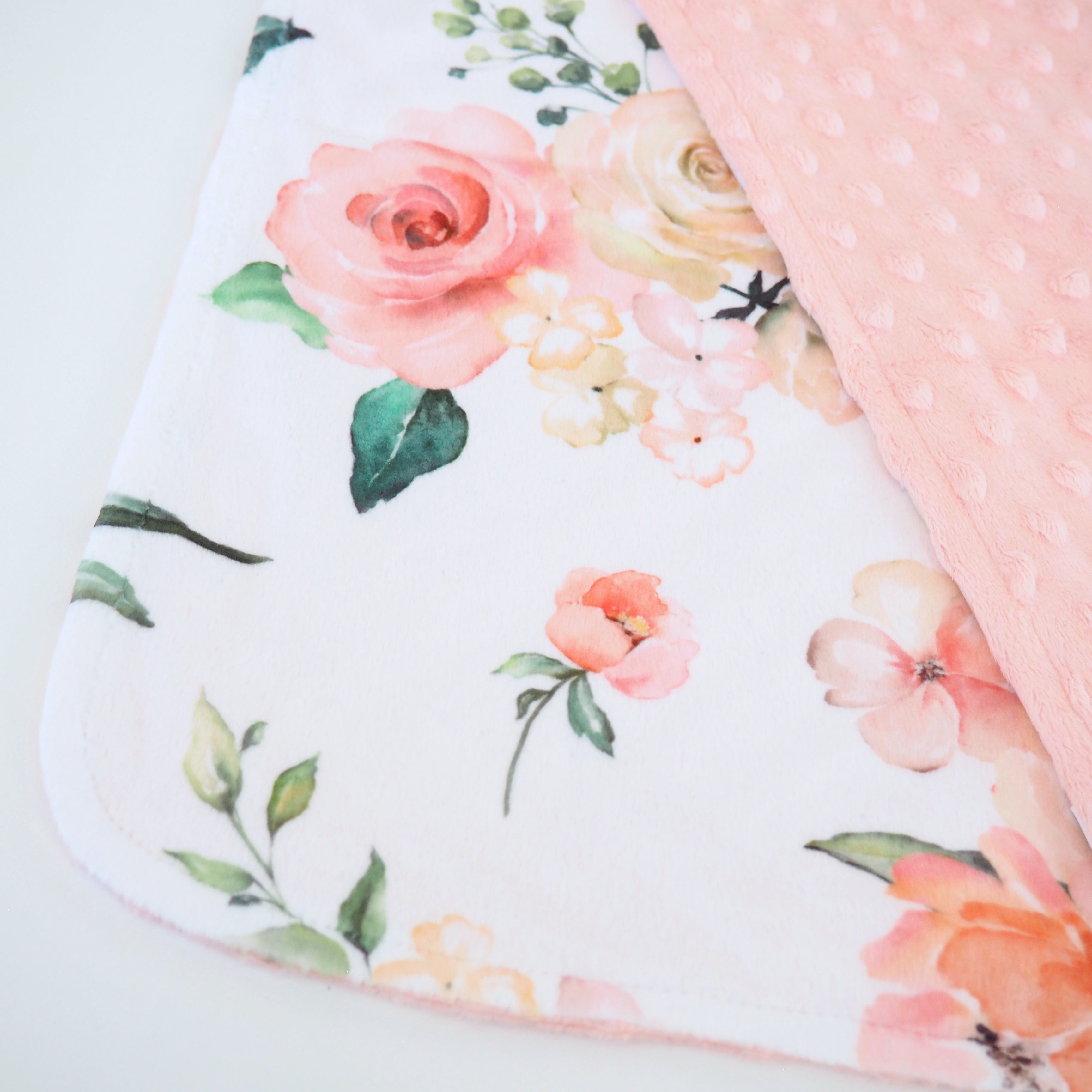 Mini Minky - Peach Floral Blanket